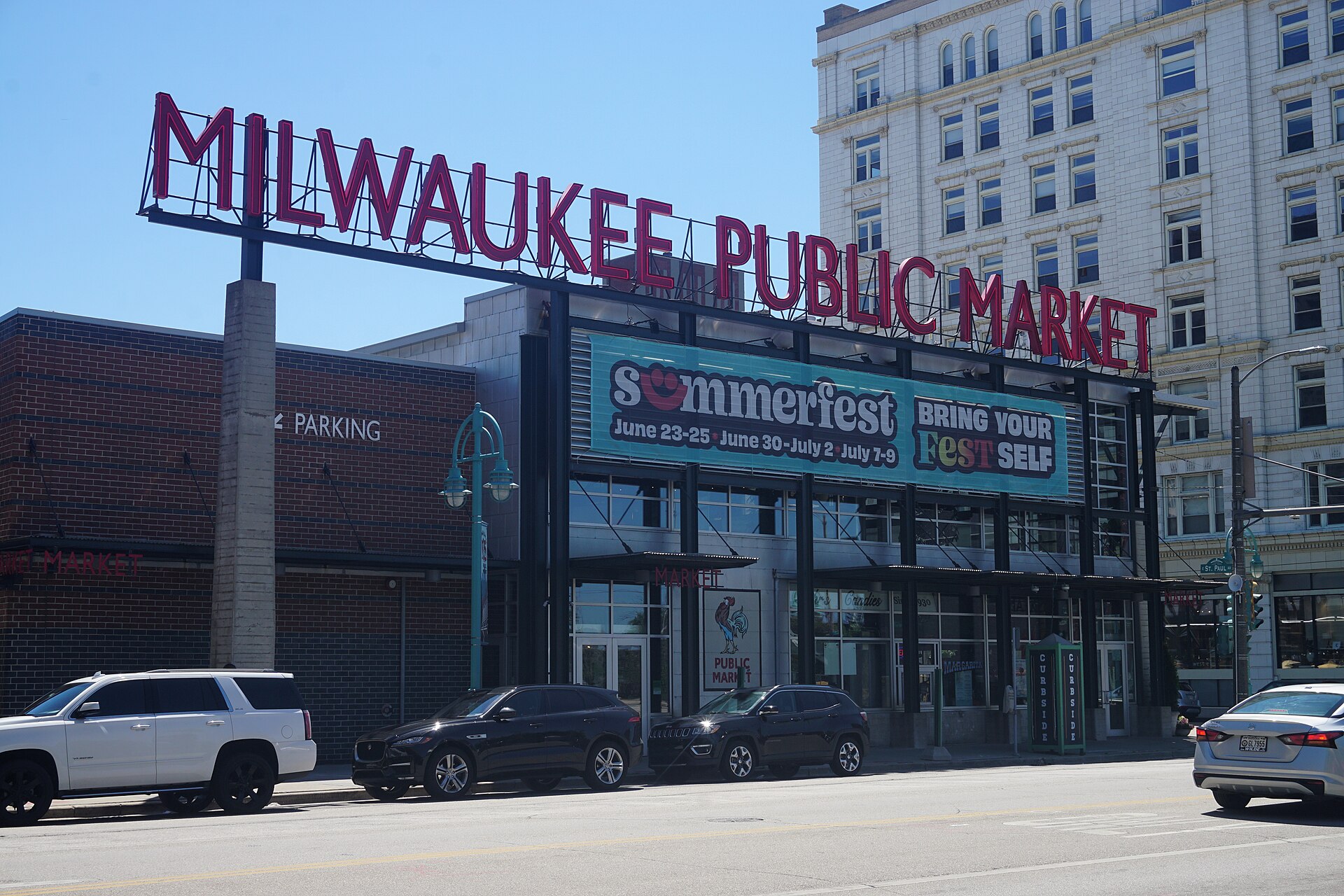 Brick warehouse streets of the Historic Third Ward leading to the Milwaukee Public Market